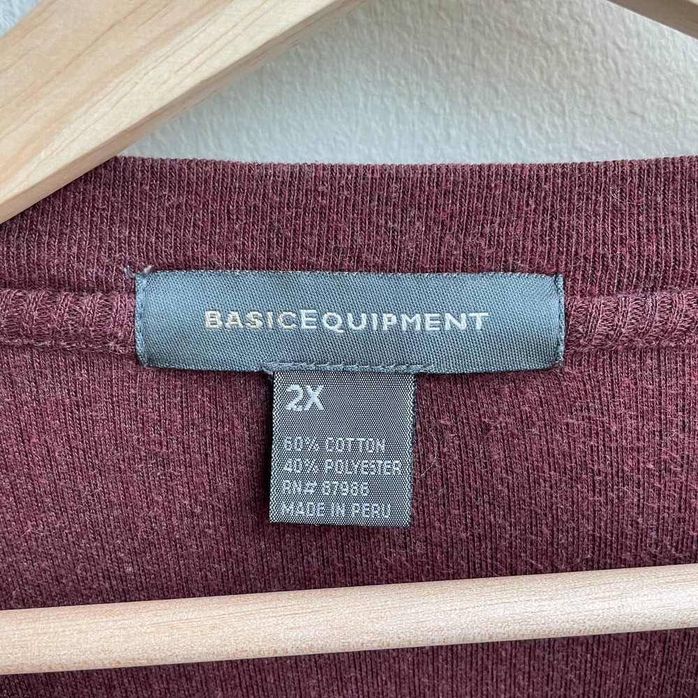 Y2k Basic Equipment Brown Ribbed Knit Henley Shor… - image 4